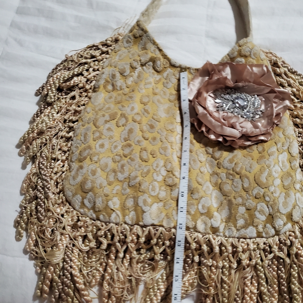 Keep It Gypsy Gold Textured Shoulder Bag with Elegant Swarovski Crystals - Picture 7 of 11